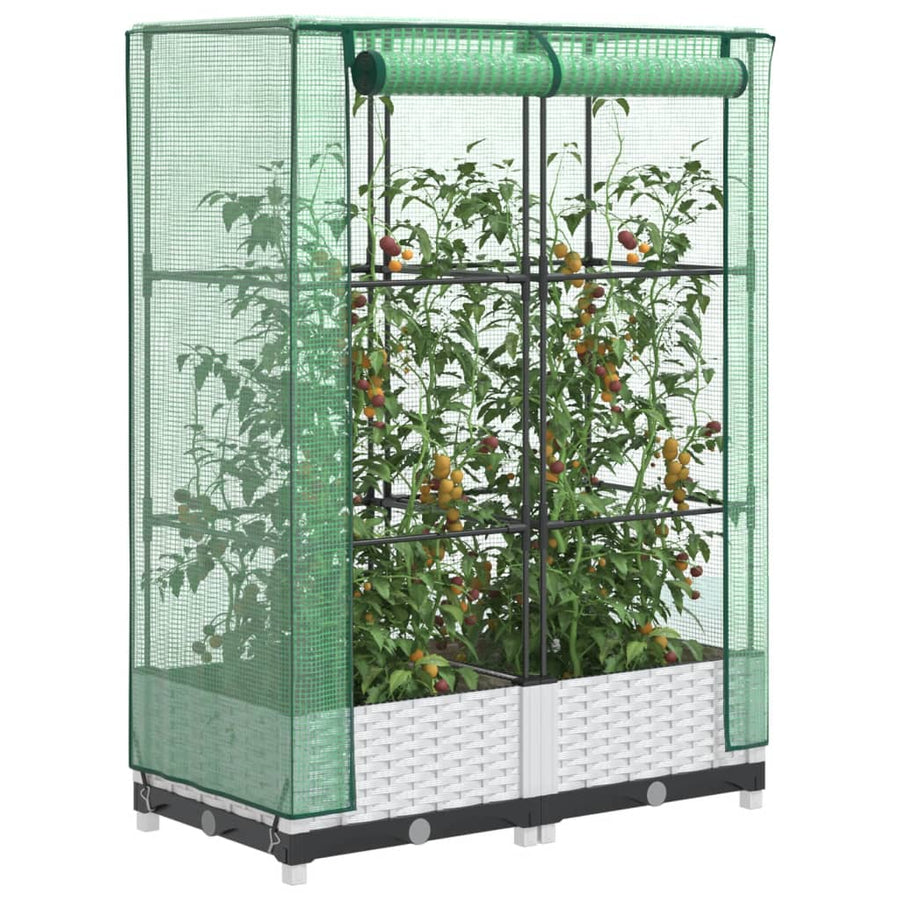 Plantenbak verhoogd met kashoes 80x40x123 cm rattanlook
