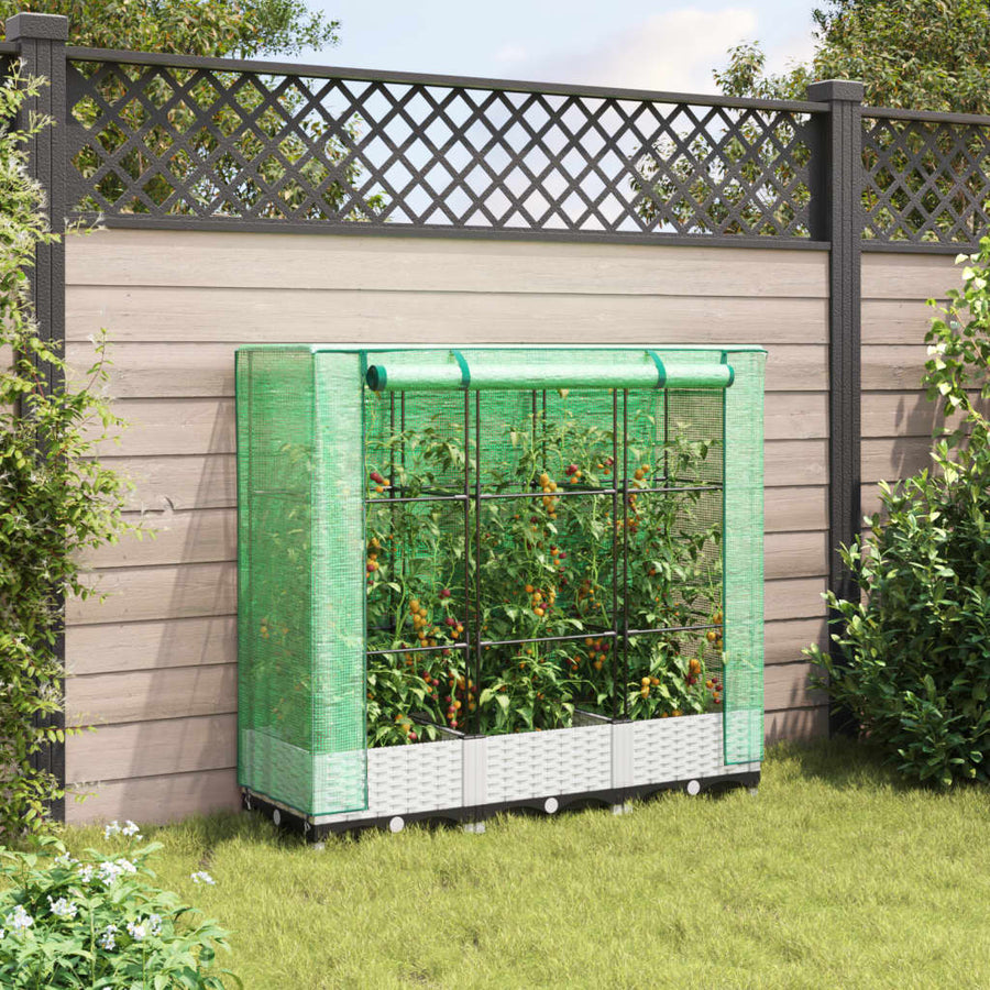 Plantenbak verhoogd met kashoes 120x40x123 cm rattanlook