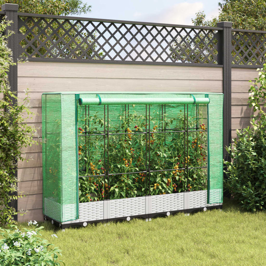 Plantenbak verhoogd met kashoes 160x40x123 cm rattanlook