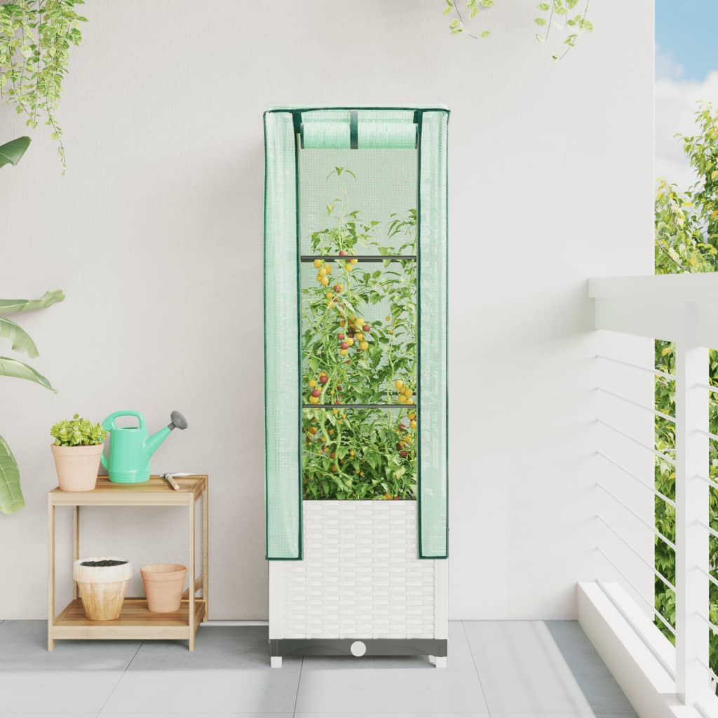 Plantenbak verhoogd met kashoes 40x40x139 cm rattanlook