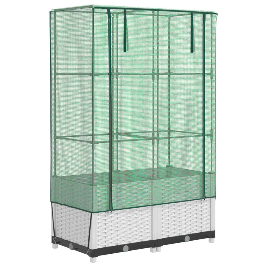 Plantenbak verhoogd met kashoes 80x40x138 cm rattanlook