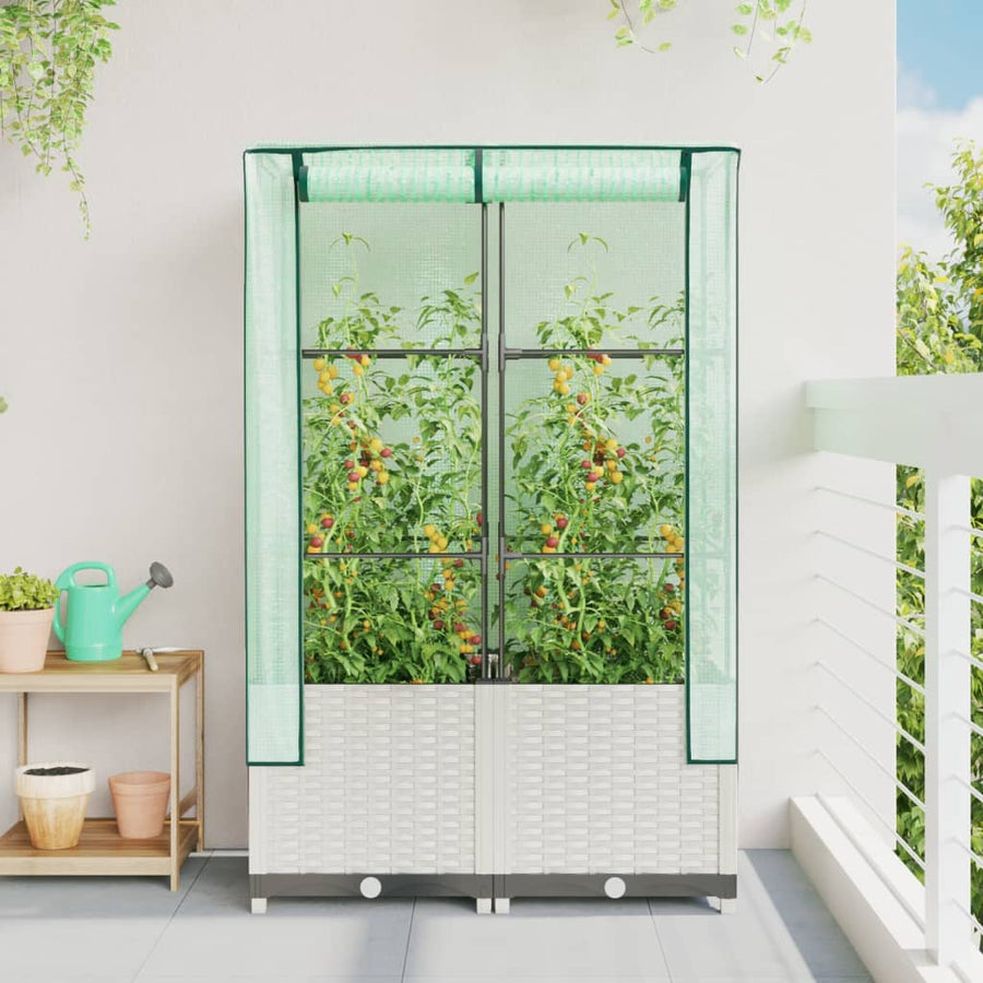 Plantenbak verhoogd met kashoes 80x40x138 cm rattanlook