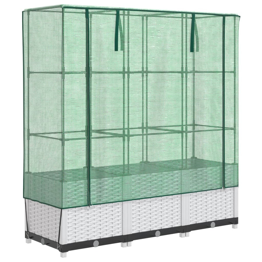 Plantenbak verhoogd met kashoes 120x40x138 cm rattanlook