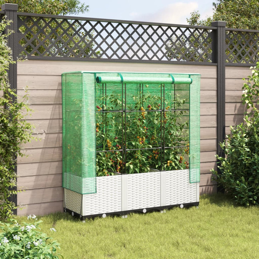 Plantenbak verhoogd met kashoes 120x40x138 cm rattanlook