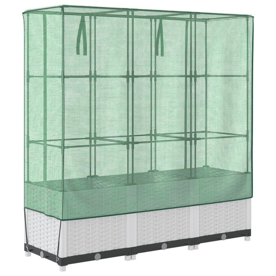 Plantenbak verhoogd met kashoes 120x40x138 cm rattanlook