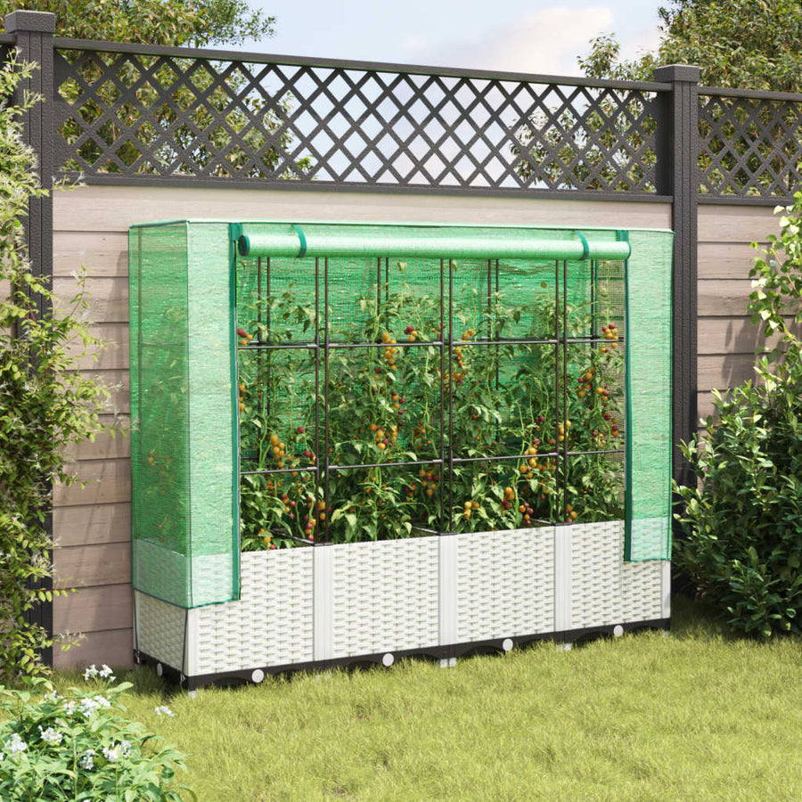 Plantenbak verhoogd met kashoes 160x40x138 cm rattanlook