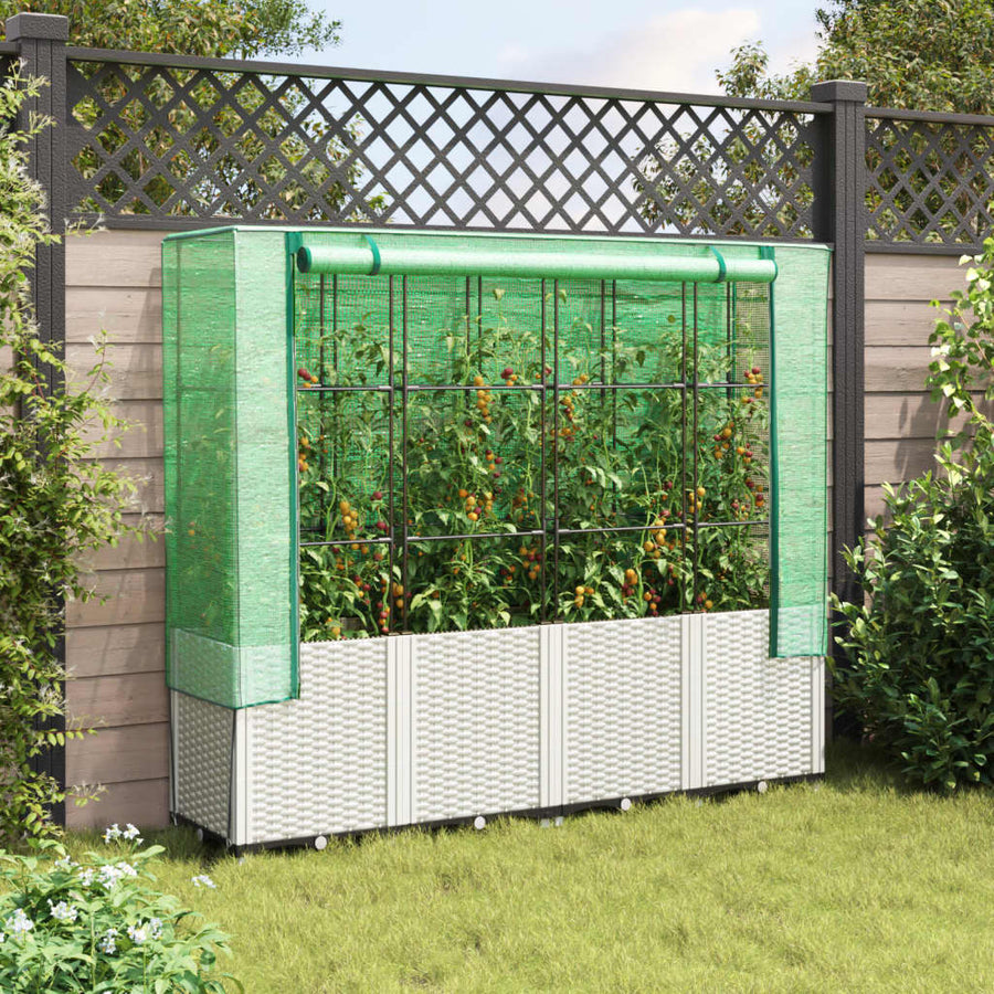 Plantenbak verhoogd met kashoes 160x40x153 cm rattanlook
