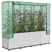 Verhoogde plantenbak 160x40x153 cm rattanlook wit