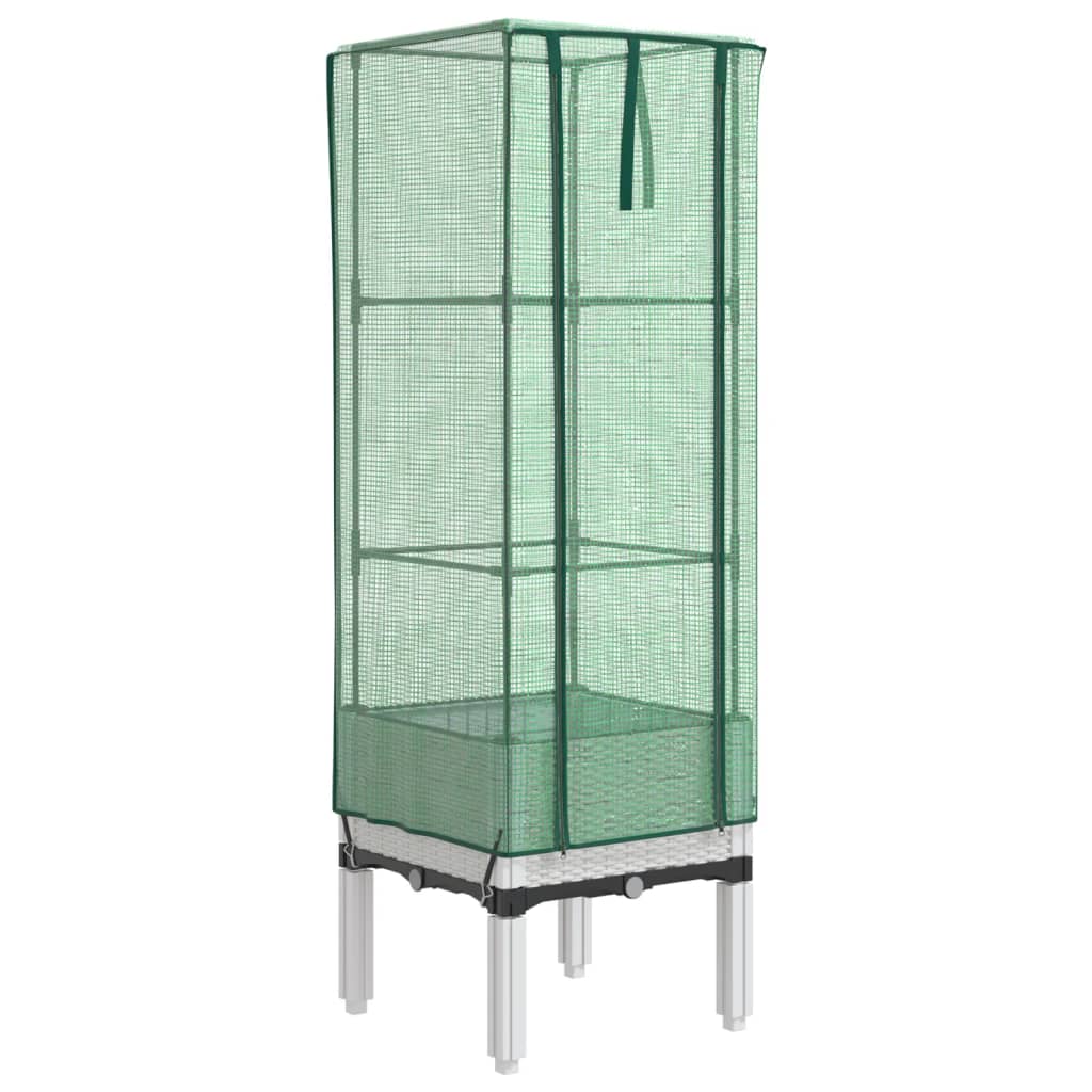 Plantenbak verhoogd met kashoes 40x40x140 cm rattanlook