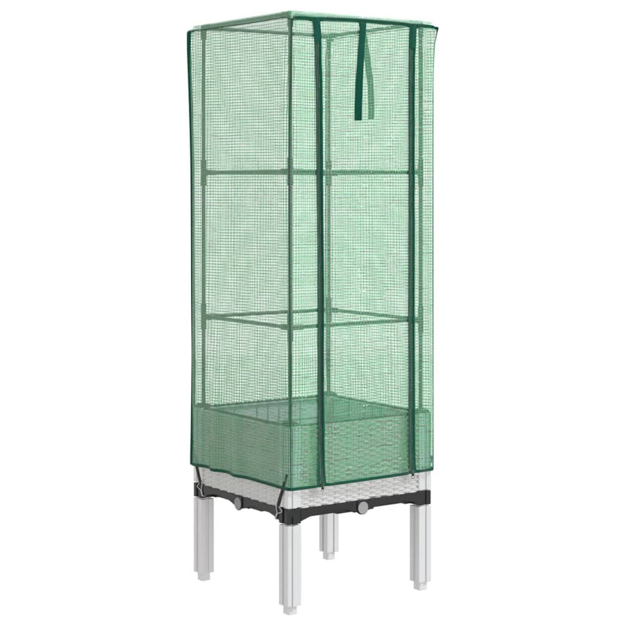 Plantenbak verhoogd met kashoes 40x40x140 cm rattanlook