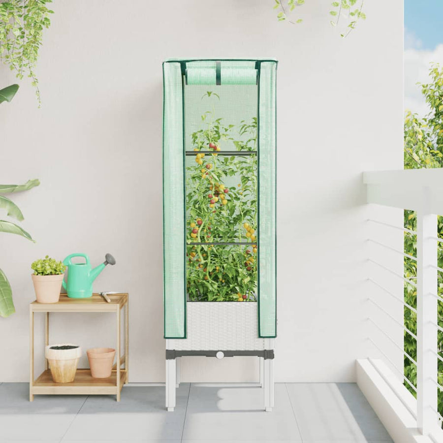 Plantenbak verhoogd met kashoes 40x40x140 cm rattanlook