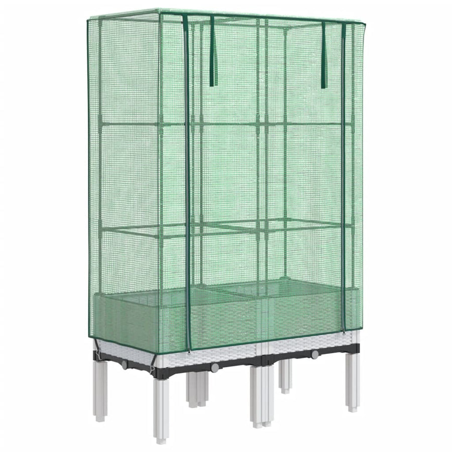 Plantenbak verhoogd met kashoes 80x40x140 cm rattanlook