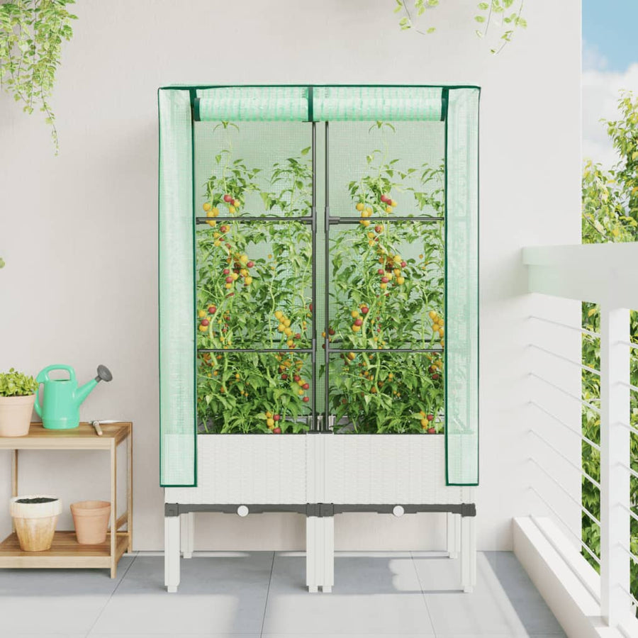 Plantenbak verhoogd met kashoes 80x40x140 cm rattanlook