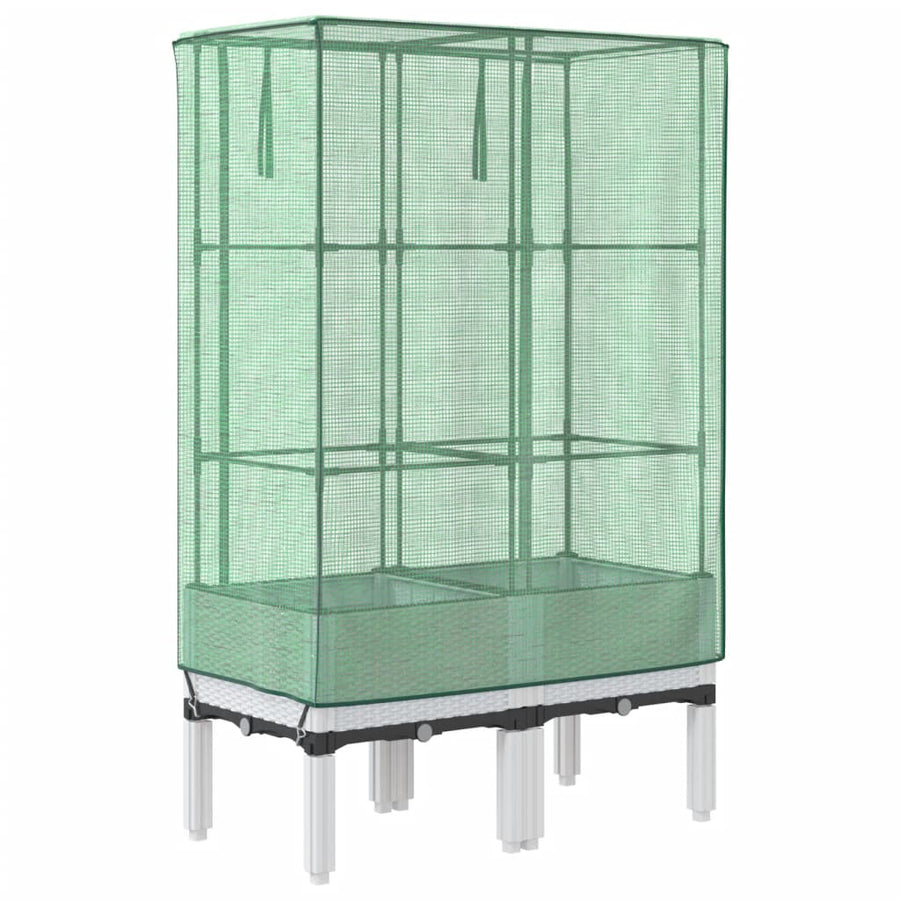 Plantenbak verhoogd met kashoes 80x40x140 cm rattanlook