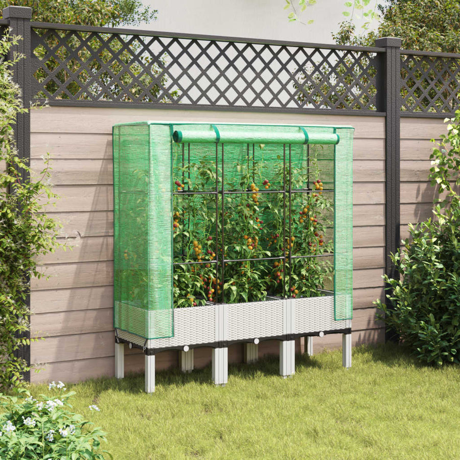 Plantenbak verhoogd met kashoes 120x40x140 cm rattanlook