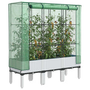 Verhoogde plantenbak met kas 120x40x140 cm poly rattanlook