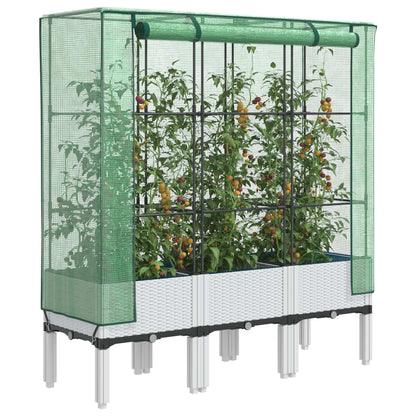 Plantenbak verhoogd met kashoes 120x40x140 cm rattanlook