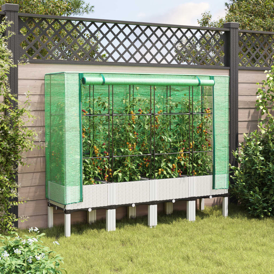 Plantenbak verhoogd met kashoes 160x40x140 cm rattanlook