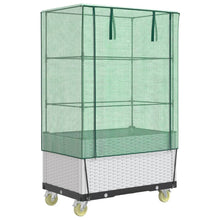 Plantenbak Verhoogd Met Hoes En Wielen 80X50X182 Cm Rattanlook Wit