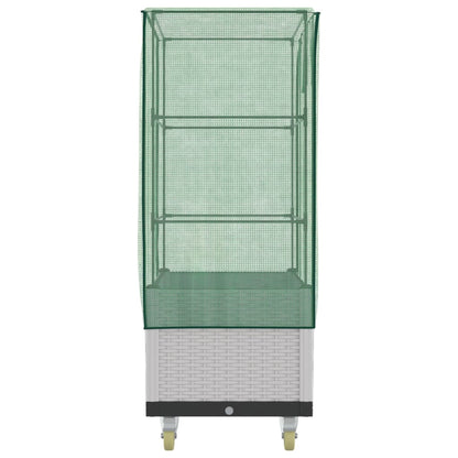 Plantenbak Verhoogd Met Hoes En Wielen 80X50X182 Cm Rattanlook Wit