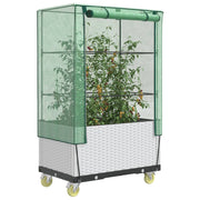 Plantenbak verhoogd 80x50x182 cm wit rattanlook