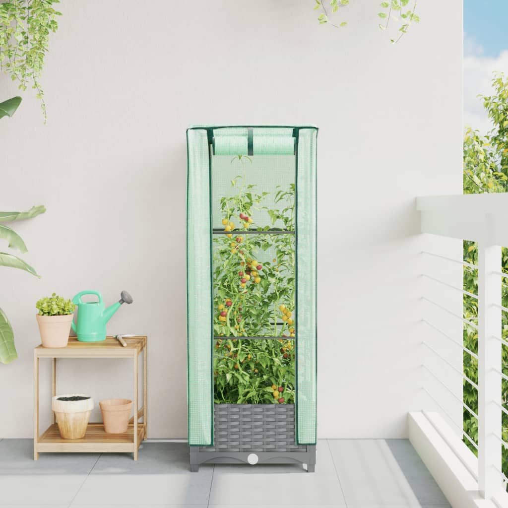 Plantenbak verhoogd met kashoes 40x40x123 cm rattanlook