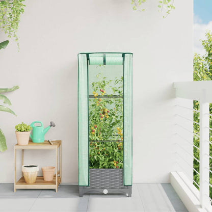 Plantenbak verhoogd met kashoes 40x40x123 cm rattanlook