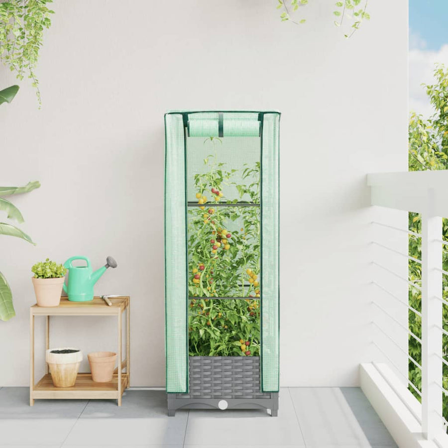 Plantenbak verhoogd met kashoes 40x40x123 cm rattanlook