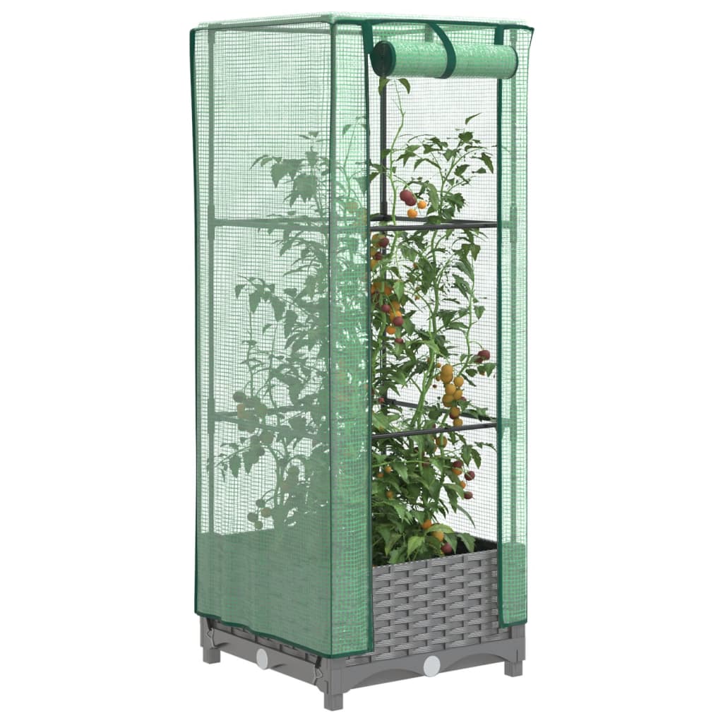 Plantenbak verhoogd met kashoes 40x40x123 cm rattanlook