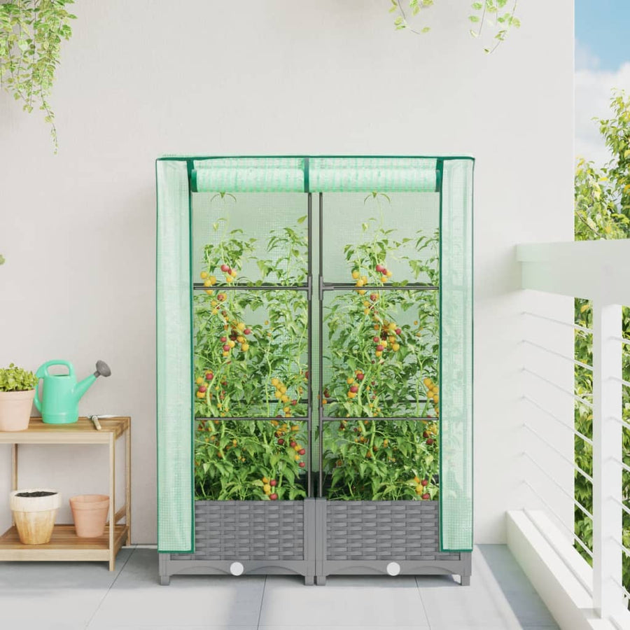 Plantenbak verhoogd met kashoes 80x40x123 cm rattanlook