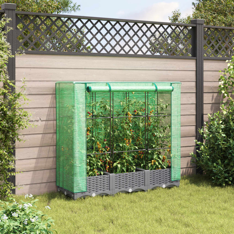 Plantenbak verhoogd met kashoes 120x40x123 cm rattanlook