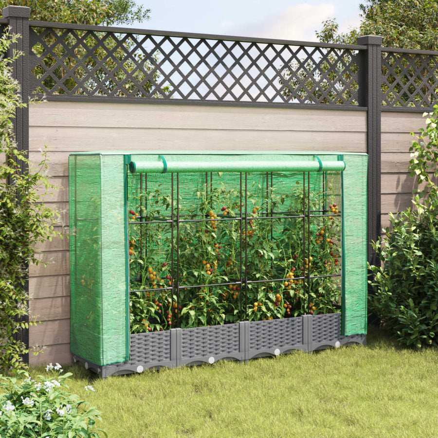 Plantenbak verhoogd met kashoes 160x40x123 cm rattanlook