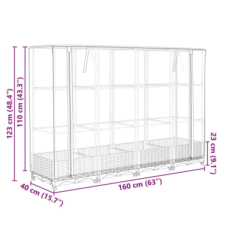 Plantenbak verhoogd met kashoes 160x40x123 cm rattanlook