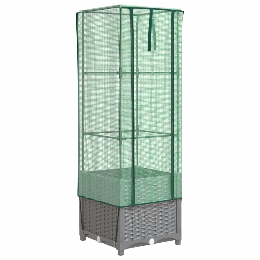 Plantenbak verhoogd met kashoes 40x40x139 cm rattanlook