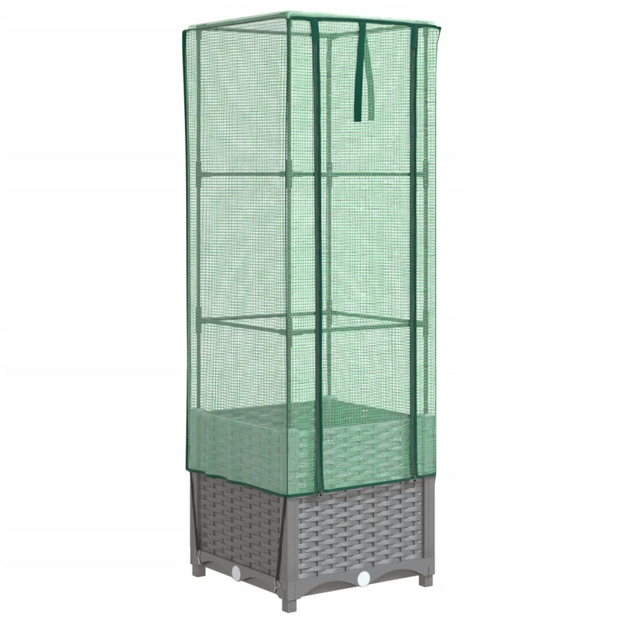 Plantenbak verhoogd met kashoes 40x40x139 cm rattanlook