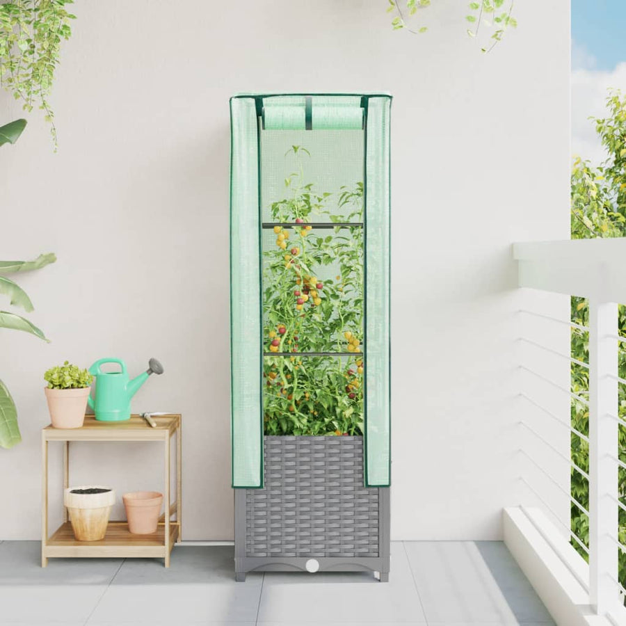 Plantenbak verhoogd met kashoes 40x40x139 cm rattanlook