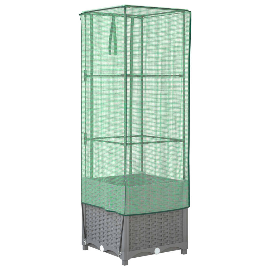 Plantenbak verhoogd met kashoes 40x40x139 cm rattanlook
