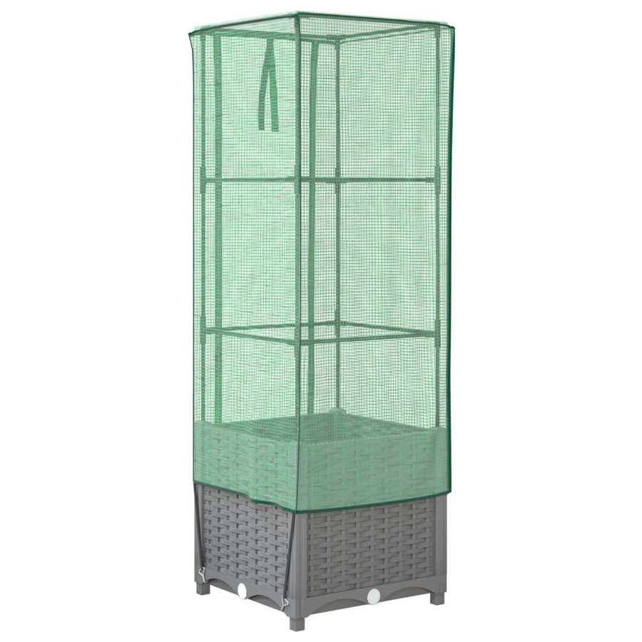Plantenbak verhoogd met kashoes 40x40x139 cm rattanlook