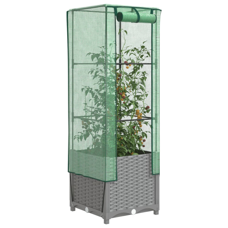 Plantenbak verhoogd met kashoes 40x40x139 cm rattanlook
