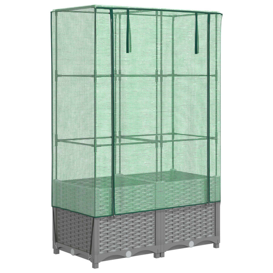Plantenbak verhoogd met kashoes 80x40x138 cm rattanlook