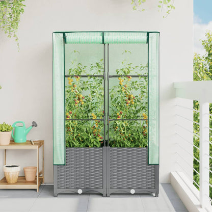 Plantenbak verhoogd met kashoes 80x40x138 cm rattanlook