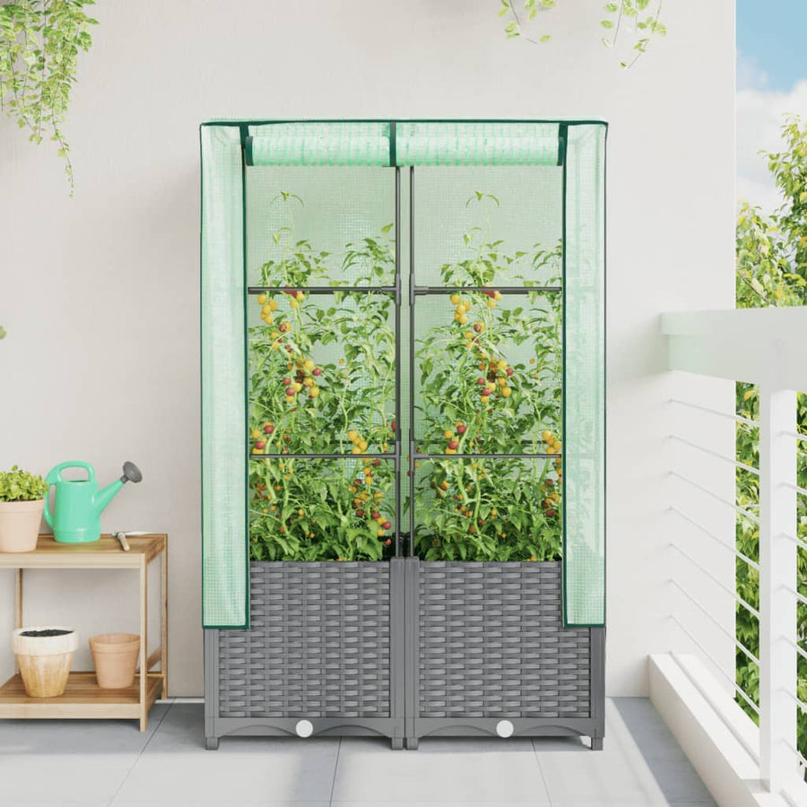 Plantenbak verhoogd met kashoes 80x40x138 cm rattanlook
