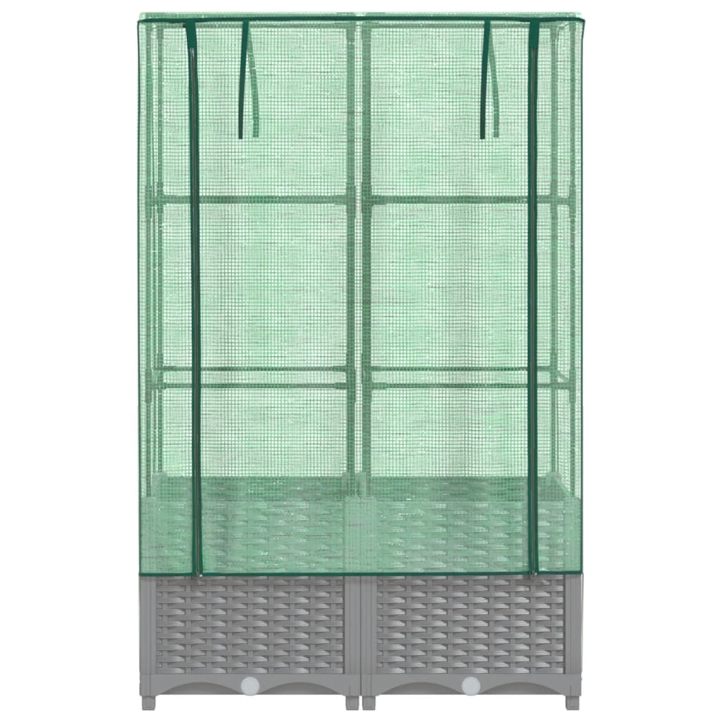 Plantenbak verhoogd met kashoes 80x40x138 cm rattanlook