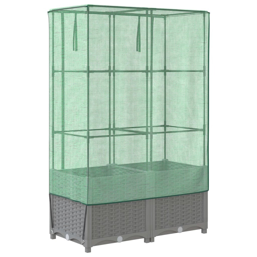 Plantenbak verhoogd met kashoes 80x40x138 cm rattanlook