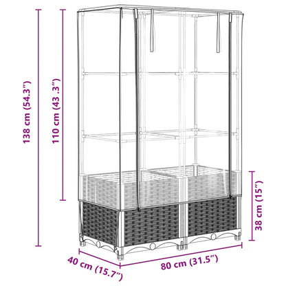 Plantenbak verhoogd met kashoes 80x40x138 cm rattanlook