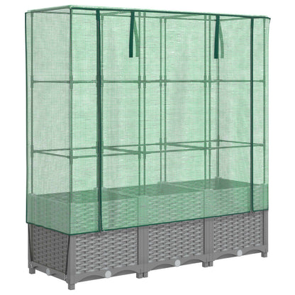 Plantenbak verhoogd met kashoes 120x40x138 cm rattanlook