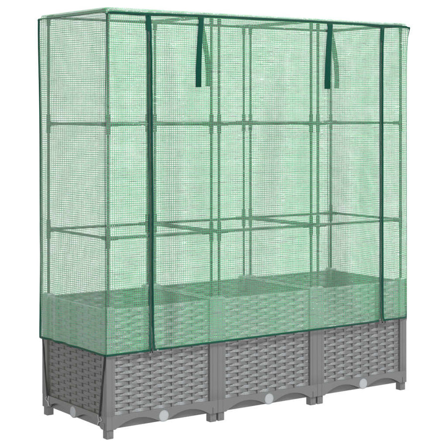 Plantenbak verhoogd met kashoes 120x40x138 cm rattanlook