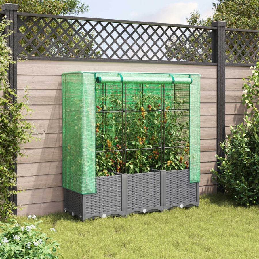 Plantenbak verhoogd met kashoes 120x40x138 cm rattanlook