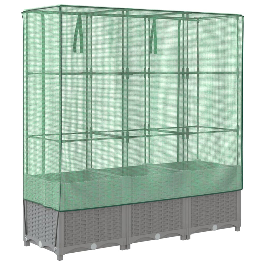Plantenbak verhoogd met kashoes 120x40x138 cm rattanlook