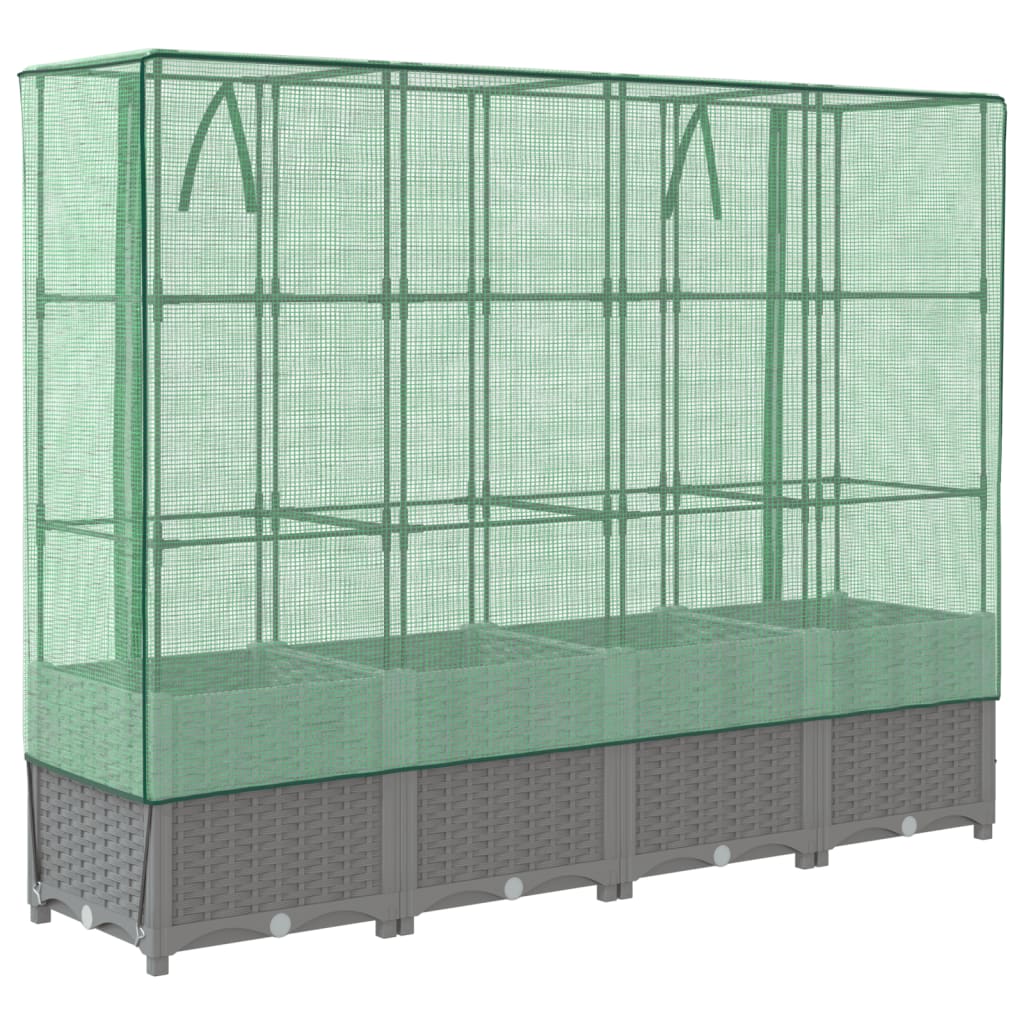 Plantenbak verhoogd met kashoes 160x40x138 cm rattanlook